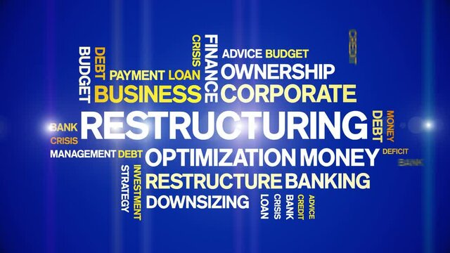 Restructuring animated tag word cloud;text design animation kinetic typography seamless loop.