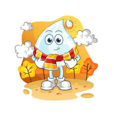 milk drop in the autumn. cartoon mascot vector