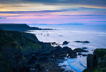Findlater castle ruins overlooking the Moray of firth , Aberdeenshire , Scotland