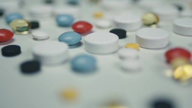Tablets and pills. Pharmacy. Close up. Coronavirus Treatment