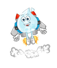 milk drop with jetpack mascot. cartoon vector