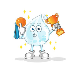 milk drop winner with trophie. cartoon character