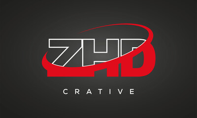 ZHD creative letters logo with 360 symbol Logo design