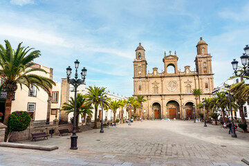 Fototapeta na wymiar Old Santa Ana Cathedral in the main square of historic Vegueta, Las Palmas de Gran Canaria, Spain