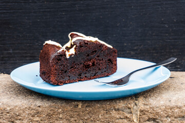 Typical yogurt chocolate cake that looks like brownie, Canary Islands, Spain