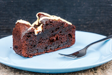 Typical yogurt chocolate cake that looks like brownie, Canary Islands, Spain