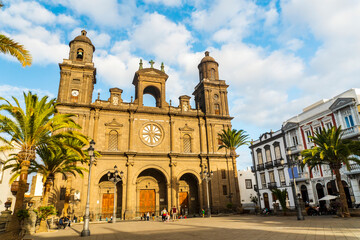 Fototapeta na wymiar Old Santa Ana Cathedral in the main square of historic Vegueta, Las Palmas de Gran Canaria, Spain