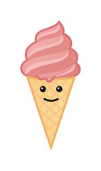 Cute happy ice cream, gelato vector	