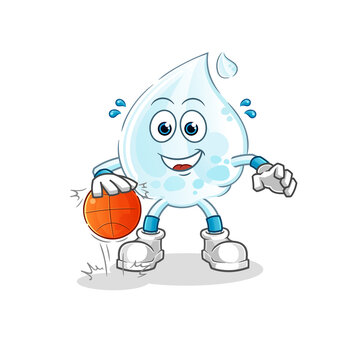 milk drop dribble basketball character. cartoon mascot vector