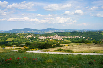 Landscape in Molise near Macchiagodena and Frosolone. View of Sant Elena Sannita