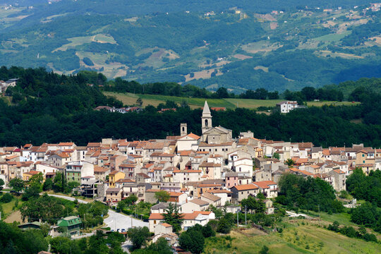 Landscape in Molise near Macchiagodena and Frosolone. View of Sant Elena Sannita