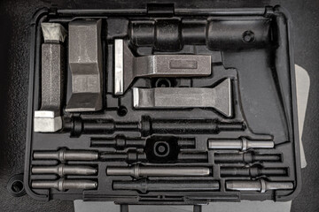 Black box with metal keys for repair and assembly of mechanisms.