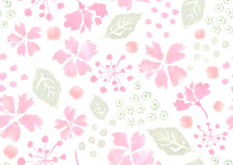 水彩で描いた桜の模様の背景