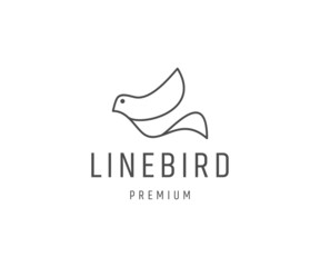 Bird line art logo icon design template flat vector