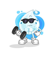 milk drop lifting dumbbell vector. cartoon character