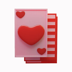 Heart shaped card in two colors, valentine's day icon.
