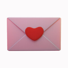 open love letter, sweet pink envelope with 3d heart shape realistic for valentine's day greeting card,