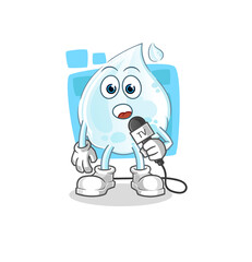 milk drop tv reporter cartoon. cartoon mascot vector