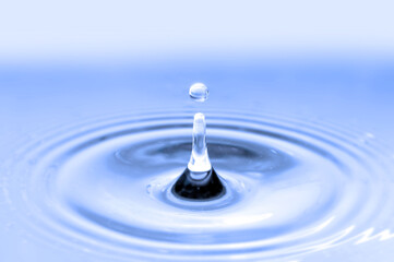 Water drop falling into water