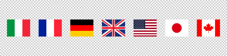 National flag g7 icon set simple design - obrazy, fototapety, plakaty