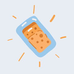 Vector illustration of Tray container with slices cheese