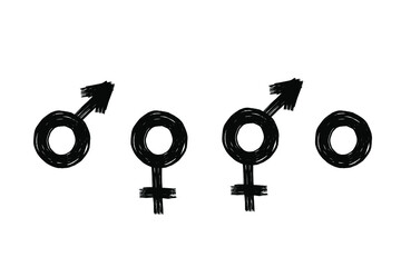 Gender symbol. Female, male, genderless icon. Man and woman sign. Vector illustration isolated on white background