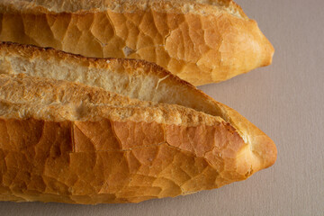 fresh bread isolated on linen background.