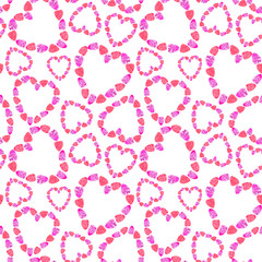 Watercolor seamless pattern of strawberry hearts 