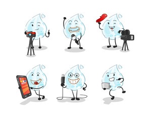 milk drop technology group character. cartoon mascot vector