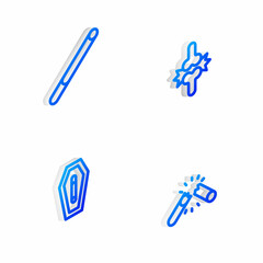 Set Isometric line Joint pain, knee pain, Cigarette, Death from smoking and Broken cigarette icon. Vector
