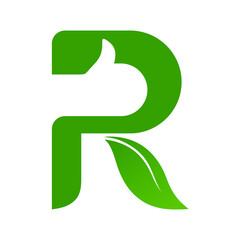R with thumbs up and leaf logo