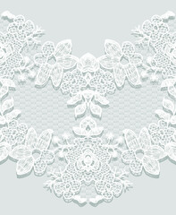 Seamless White Vector Lace Ribbon