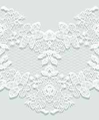 Seamless White Vector Lace Ribbon