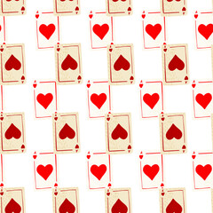 Game cards seamless pattern. Design gambling. Repeated texture in doodle style.
