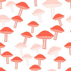 Mushrooms seamless pattern. Fungi background.