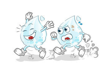 milk drop play chase cartoon. cartoon mascot vector