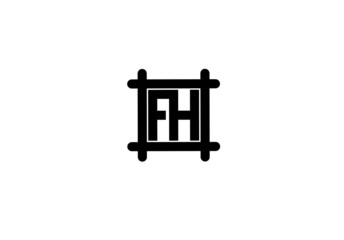 fh hf h f initial letter logo isolated on white background