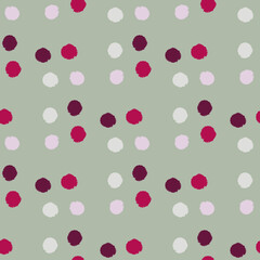 Pom poms of seamless pattern. Hand drawn cute background.
