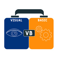 VB - Visual Basic acronym. business concept background. vector illustration concept with keywords and icons. lettering illustration with icons for web banner, flyer, landing pag