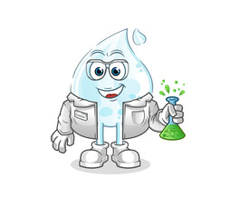 milk drop scientist character. cartoon mascot vector