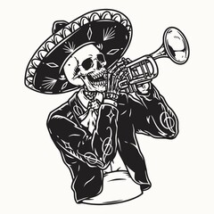 Monochrome icon of musician playing trumpet