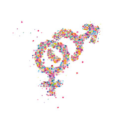 gender symbol men woman with confetti