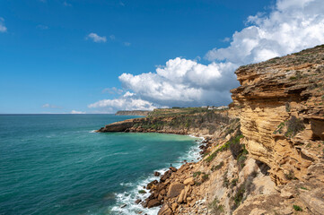 Rocky coast near Luz in the Algarve in Portugal