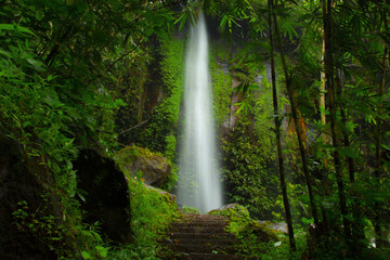 The beauty of the Silawe waterfall with abundant water in Magelang, Central Java, Indonesia