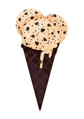 Vanilla chocolate chip ice cream cone