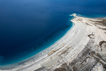 Aerial view shot salda lake of burdur