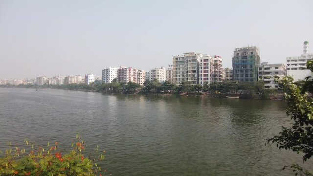 financial and residential buildings in dhaka city in bangladesh on river side 