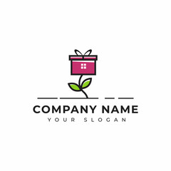 flower store logo, gift store logo design