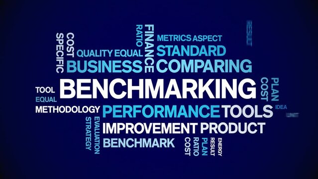Benchmarking animated tag word cloud;text design animation kinetic typography seamless loop.