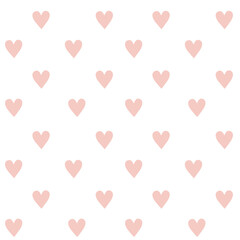 Cute pink hearts seamless pattern. Valentines day, for lovers. Simple repeating texture on white background. 